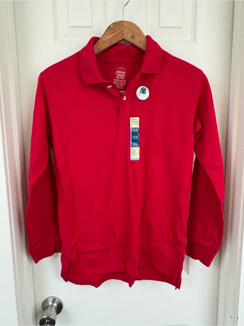 Faded Glory Red Long Sleeve Polo Shirt for Kids
